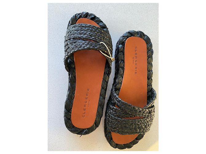 Robert Clergerie Diapositive di Robert Clegerie in rafia nera Idalie Nero - vista 4