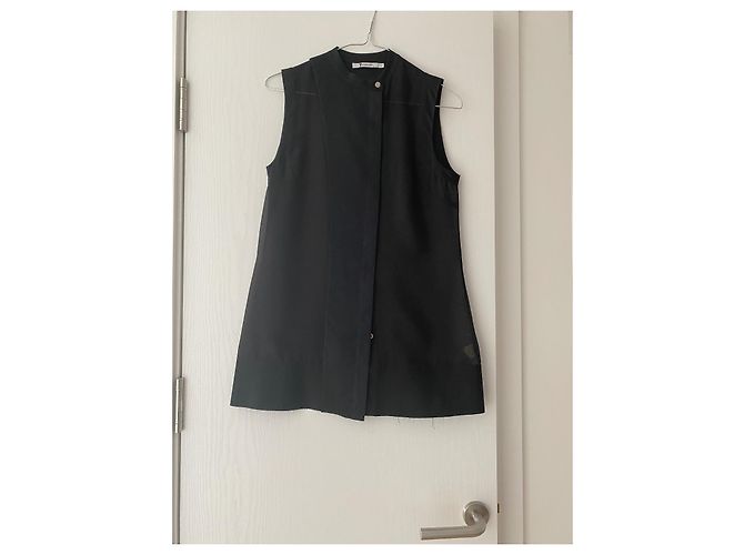 T By Alexander Wang T di Alexander Wang Top senza maniche in chiffon trasparente nero - vista 2