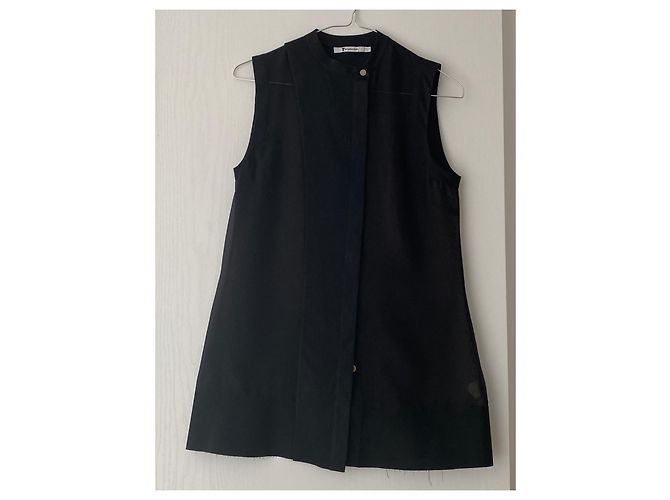 T By Alexander Wang T di Alexander Wang Top senza maniche in chiffon trasparente nero - vista 3