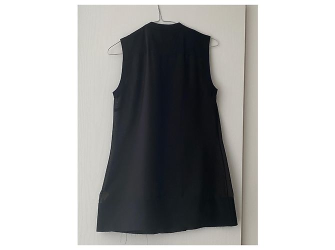 T By Alexander Wang T di Alexander Wang Top senza maniche in chiffon trasparente nero - vista 4