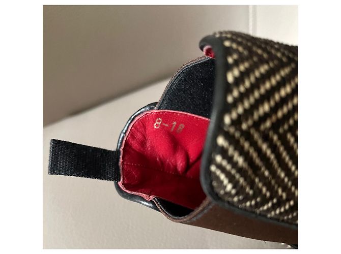 Autre Marque boots à élastique et Tweed Carmina - Paire unique fabriquée sur commande spéciale Rouge Blanc cassé Marron foncé - vue 10