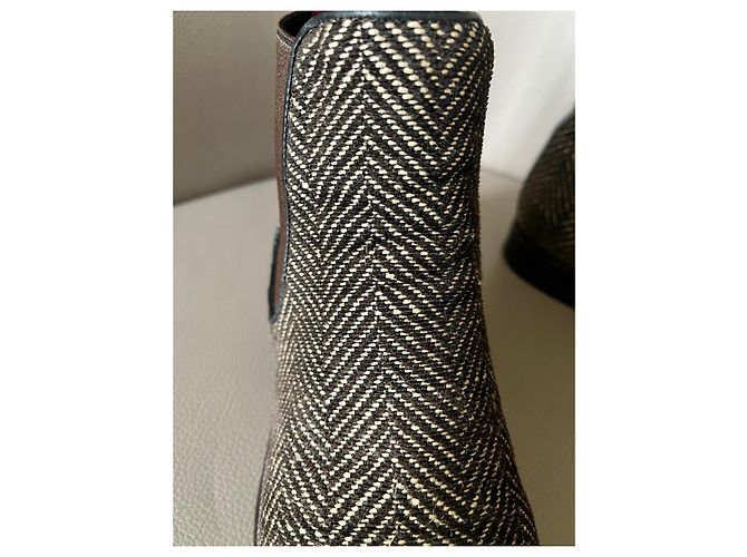 Autre Marque boots à élastique et Tweed Carmina - Paire unique fabriquée sur commande spéciale Rouge Blanc cassé Marron foncé - vue 8