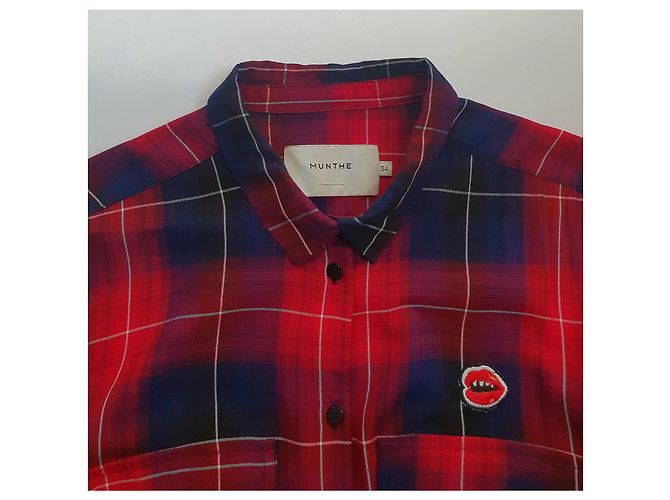 Munthe Plus Simonsen Maglia Lunga Rossa Multicolore in Raion Rosso Grigio - vista 5