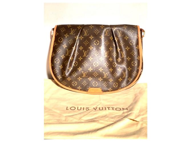 Borsa a mano Louis Vuitton Menilmontant in pelle marrone - vista 13