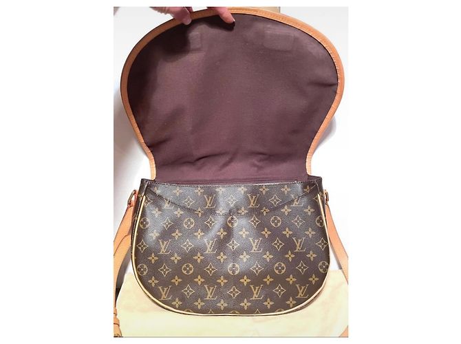 Borsa a mano Louis Vuitton Menilmontant in pelle marrone - vista 2