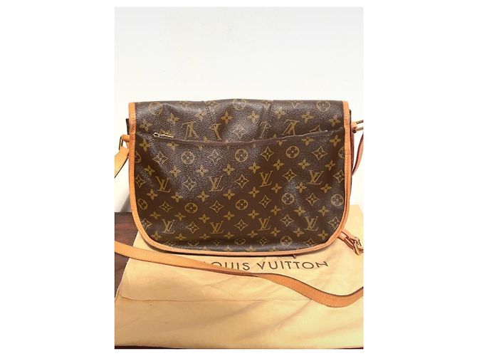 Borsa a mano Louis Vuitton Menilmontant in pelle marrone - vista 8
