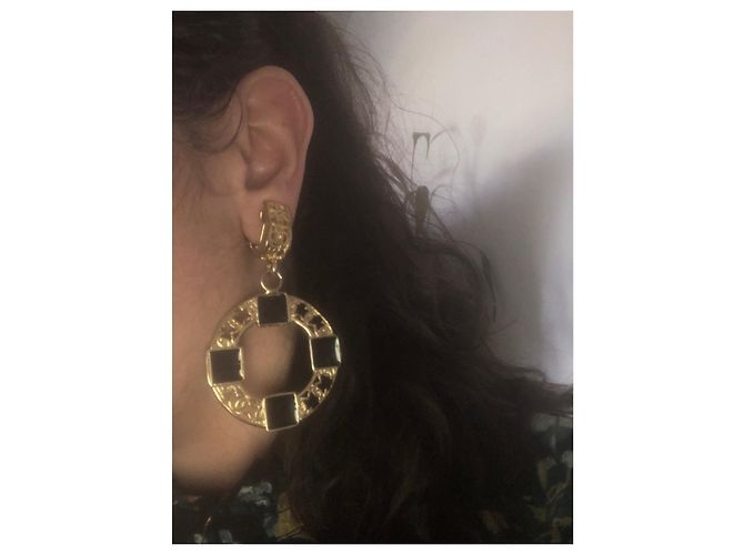 Chanel Gripoix Ohrringe Schwarz Gold Gold hardware - Ansicht 8