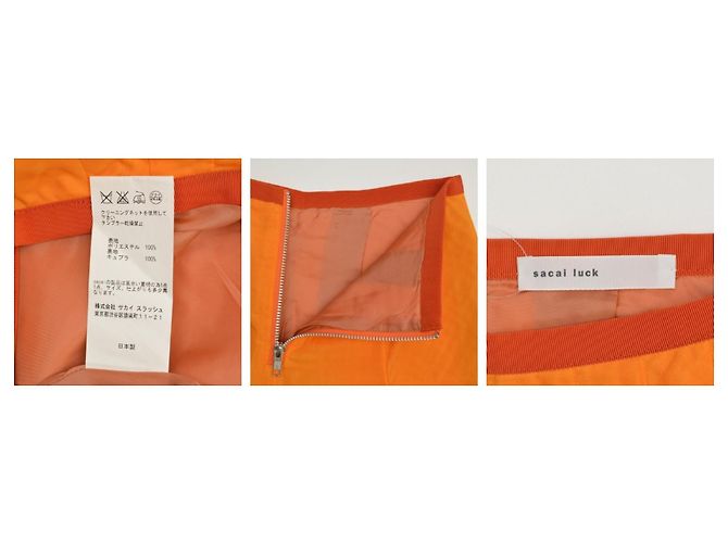 Sacai Luck [Usado] Sacai Suerte 15SSLU891 falda acampanada plisada Naranja - vista 4