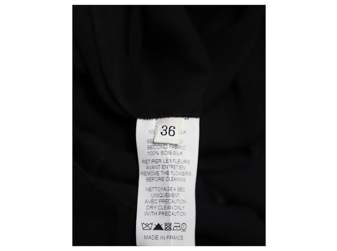 Lanvin Abendkleid mit Blumenapplikationen aus schwarzer Seide - Ansicht 10