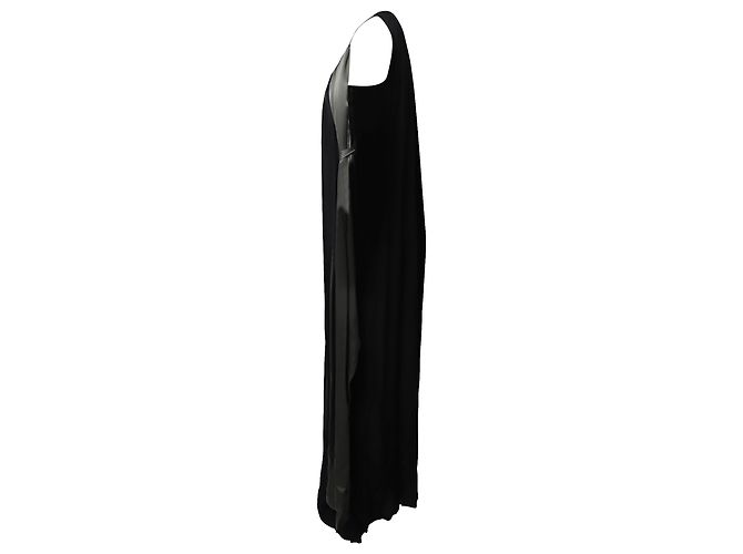 Lanvin Abendkleid mit Blumenapplikationen aus schwarzer Seide - Ansicht 3