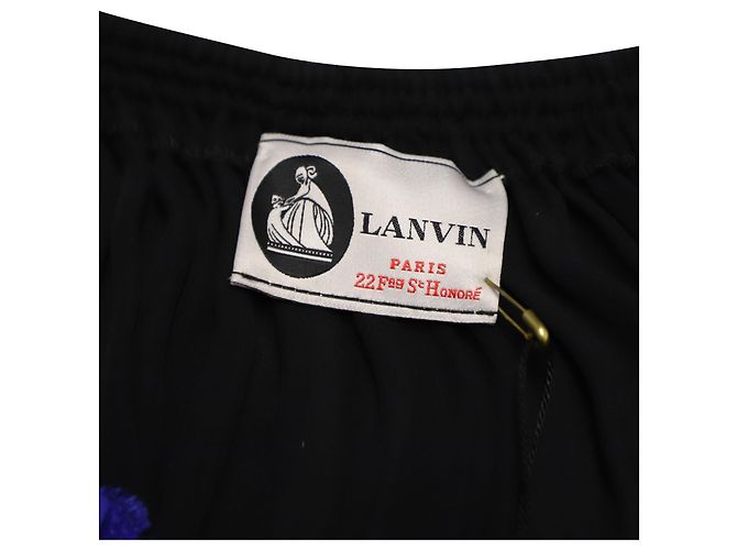 Lanvin Abendkleid mit Blumenapplikationen aus schwarzer Seide - Ansicht 7