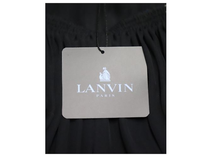 Lanvin Abendkleid mit Blumenapplikationen aus schwarzer Seide - Ansicht 8