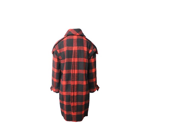 Abrigo de invierno a cuadros Burberry en lana roja - vista 2