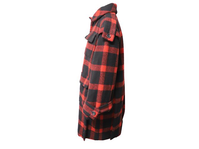 Abrigo de invierno a cuadros Burberry en lana roja - vista 3