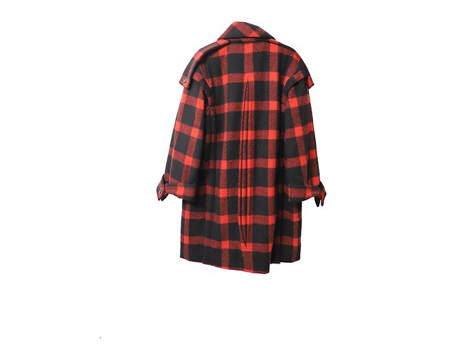 Abrigo de invierno a cuadros Burberry en lana roja - vista 4