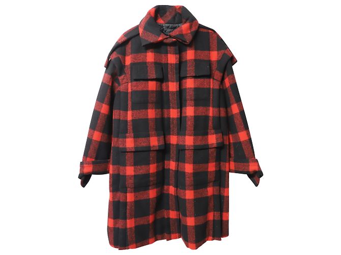 Abrigo de invierno a cuadros Burberry en lana roja - vista 5