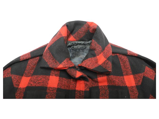 Abrigo de invierno a cuadros Burberry en lana roja - vista 6