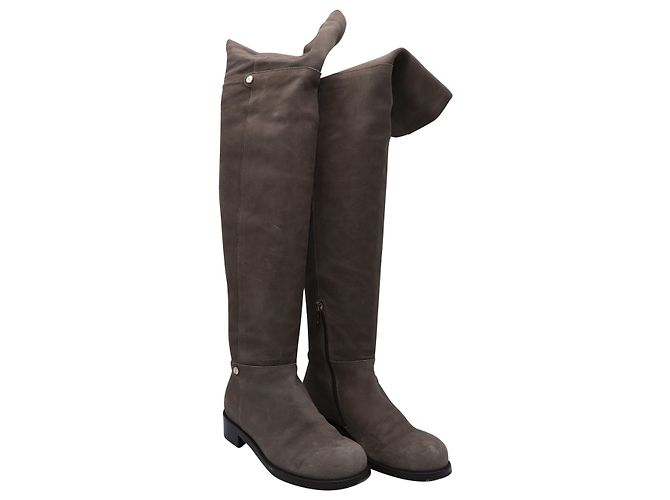 Botas até o joelho Jimmy Choo em camurça marrom - vista 4