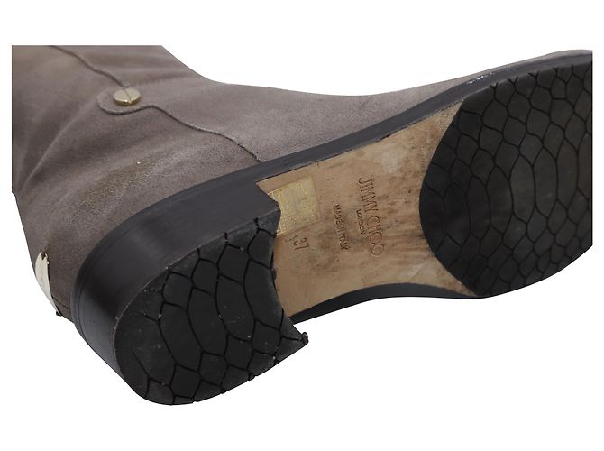 Botas até o joelho Jimmy Choo em camurça marrom - vista 6