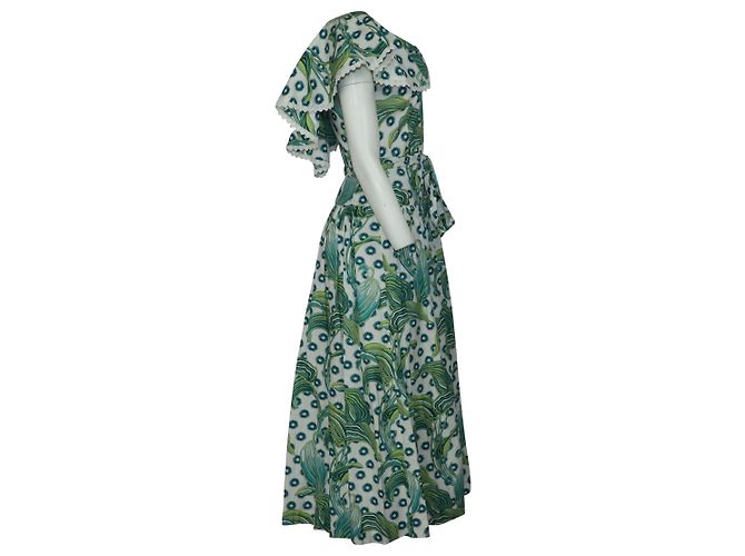 Vestido cruzado de algodón con estampado verde Florrie de Temperley London - vista 3