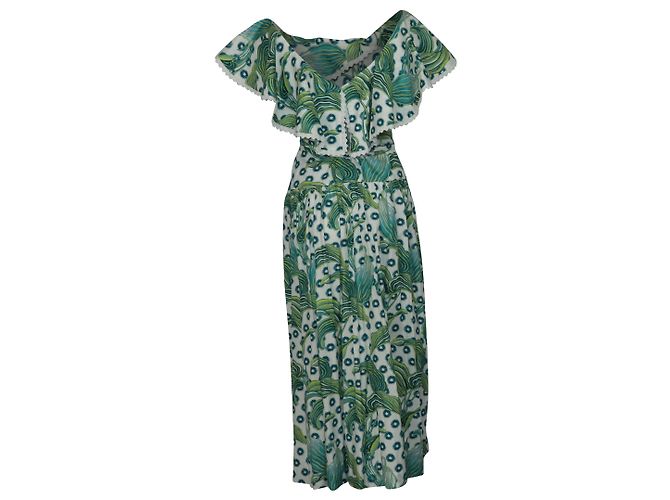 Vestido cruzado de algodón con estampado verde Florrie de Temperley London - vista 4