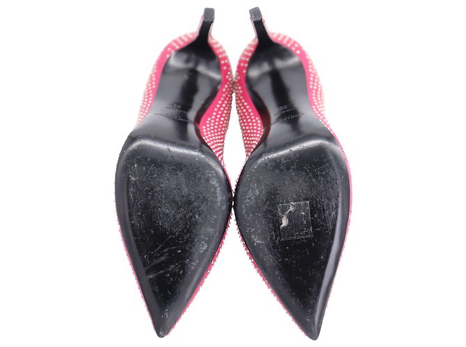 Décolleté Saint Laurent a punta con borchie in pelle rosa - vista 4
