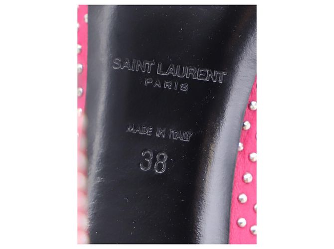 Décolleté Saint Laurent a punta con borchie in pelle rosa - vista 6