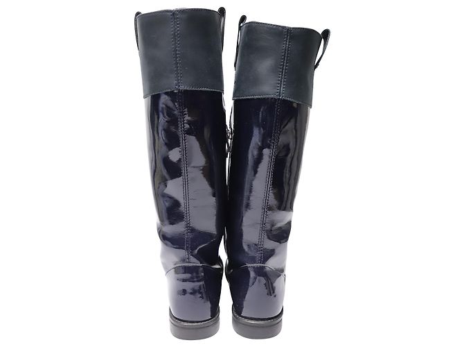Kniehohe Armani-Stiefel aus marineblauem Leder - Ansicht 3