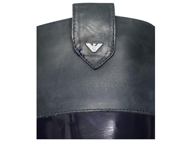 Kniehohe Armani-Stiefel aus marineblauem Leder - Ansicht 5