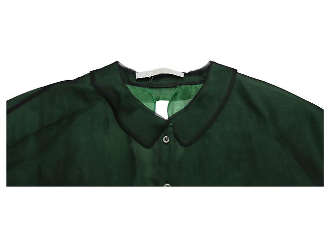 Chloé Scallop Crop Bluse aus grüner Seide - vue 7