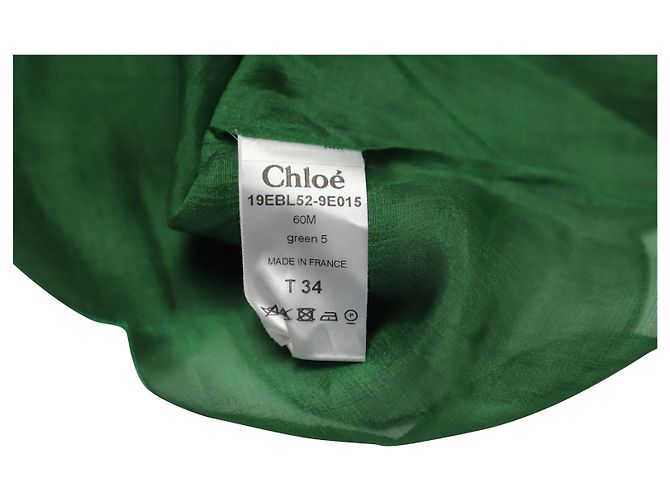 Chloé Scallop Crop Bluse aus grüner Seide - vue 8