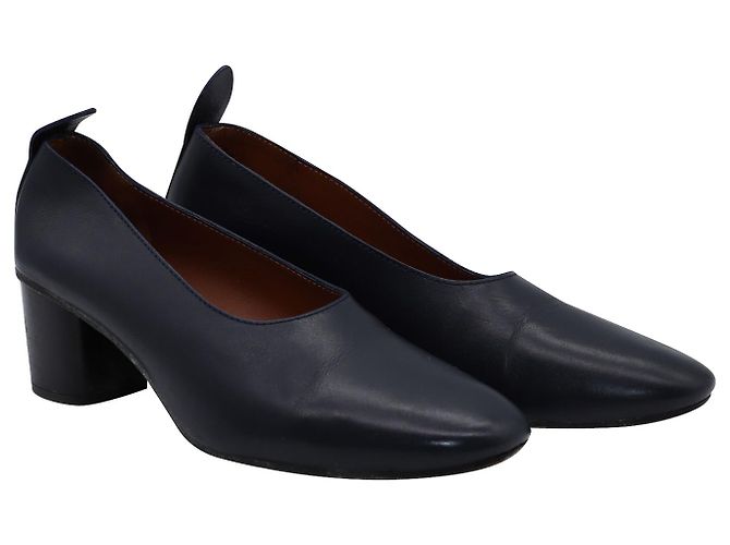 Décolleté Joseph con tacco largo in pelle blu navy - vista 3