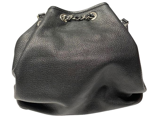 Borsa Michael Kors Frankie Mesh Bucket in Argento e Pelle Nera - vista 4