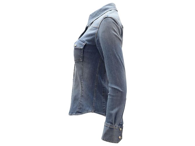 a.l.C. Sullivan Button-Down Shirt in Blue Cotton Denim - view 3