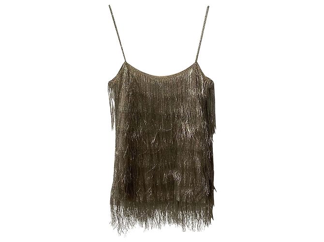 Minivestido Rachel Zoe Della con flecos en rayón dorado - vista 5