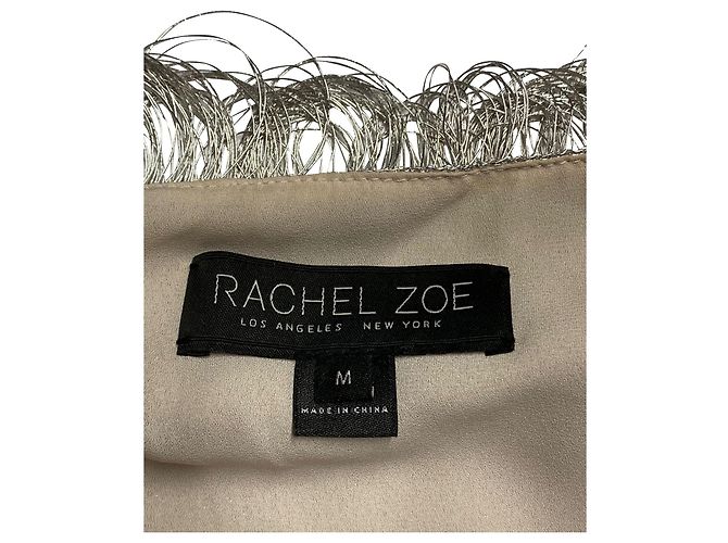 Minivestido Rachel Zoe Della con flecos en rayón dorado - vista 7