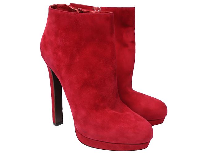 Stivaletti Alexander McQueen in camoscio rosso - vista 3