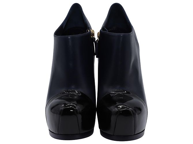 Stivaletti Yves Saint Laurent Tribute Platform in pelle di vitello blu navy - vista 2
