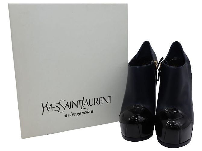 Stivaletti Yves Saint Laurent Tribute Platform in pelle di vitello blu navy - vista 8