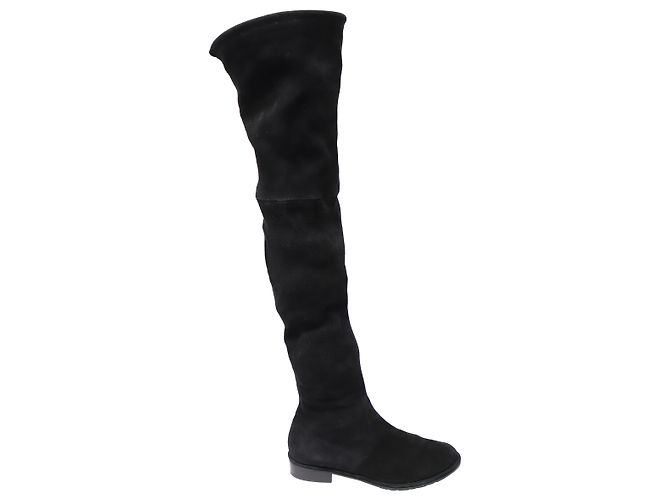 Stivali sopra il ginocchio di Stuart Weitzman Lowland in camoscio nero - vista 2