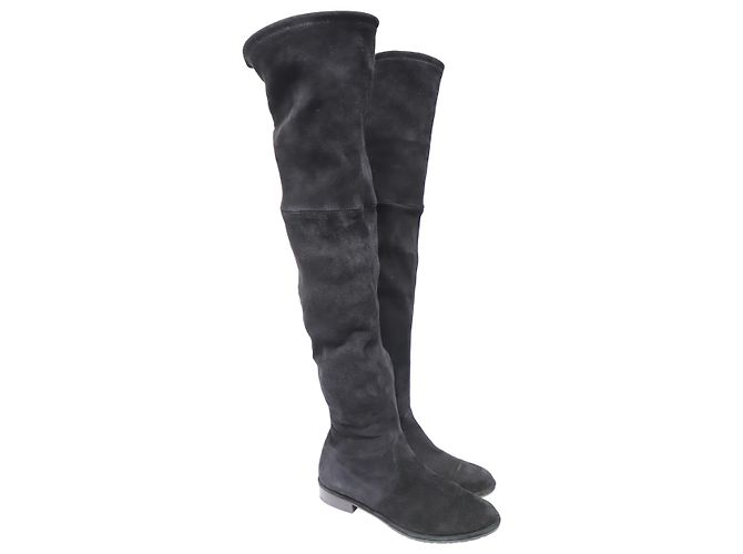 Stivali sopra il ginocchio di Stuart Weitzman Lowland in camoscio nero - vista 4