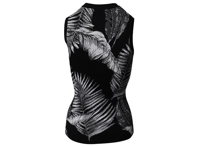 Top sin mangas de jacquard con estampado hawaiano en rayón negro de T by Alexander Wang - vista 2