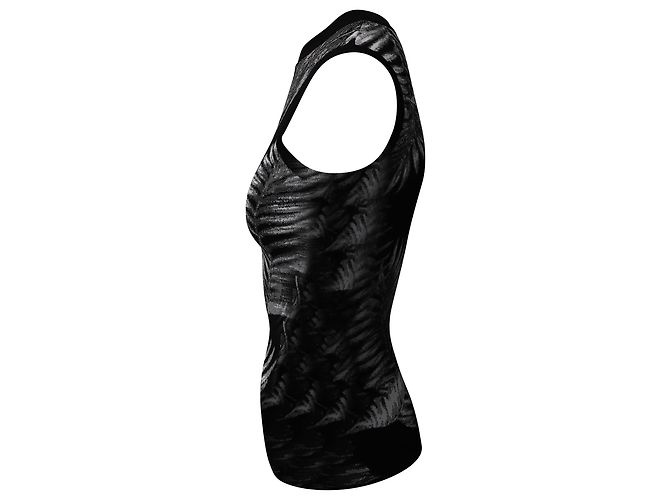 Top sin mangas de jacquard con estampado hawaiano en rayón negro de T by Alexander Wang - vista 3