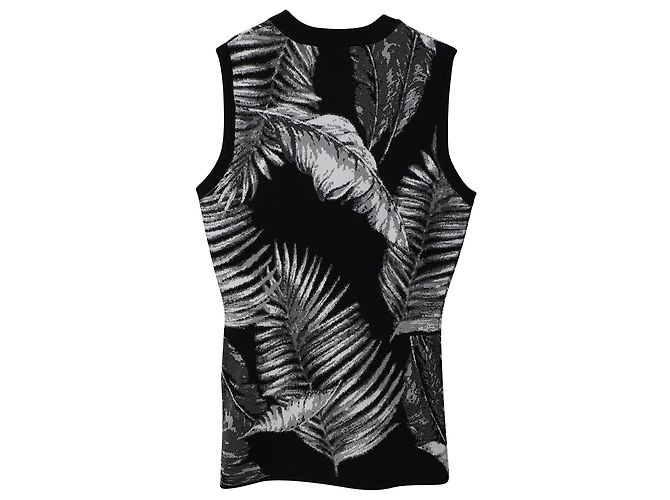 Top sin mangas de jacquard con estampado hawaiano en rayón negro de T by Alexander Wang - vista 4