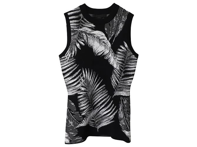 Top sin mangas de jacquard con estampado hawaiano en rayón negro de T by Alexander Wang - vista 5