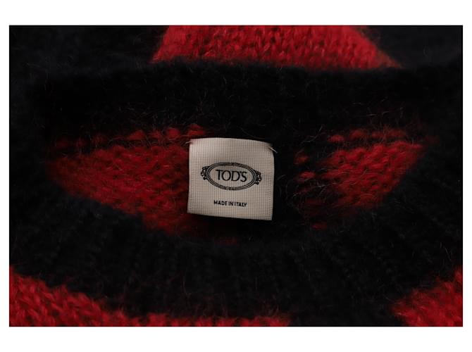 Karierter Pullover von Tod's aus rotem Mohair Schwarz - Ansicht 2