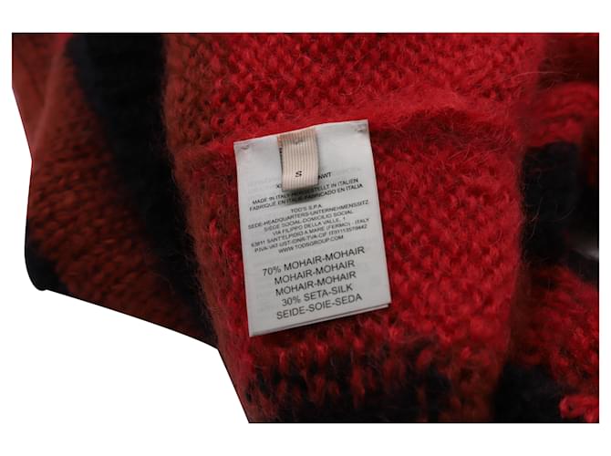 Karierter Pullover von Tod's aus rotem Mohair Schwarz - Ansicht 3