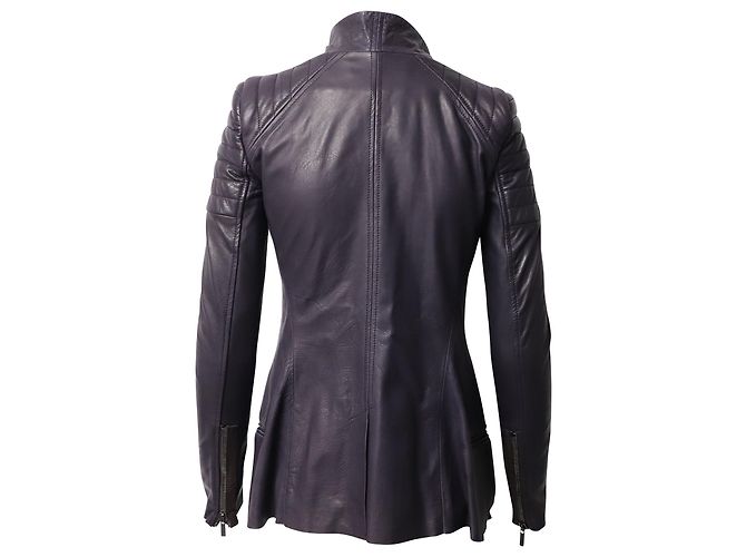 Chaqueta biker acolchada de cuero violeta Haider Ackermann - vista 2