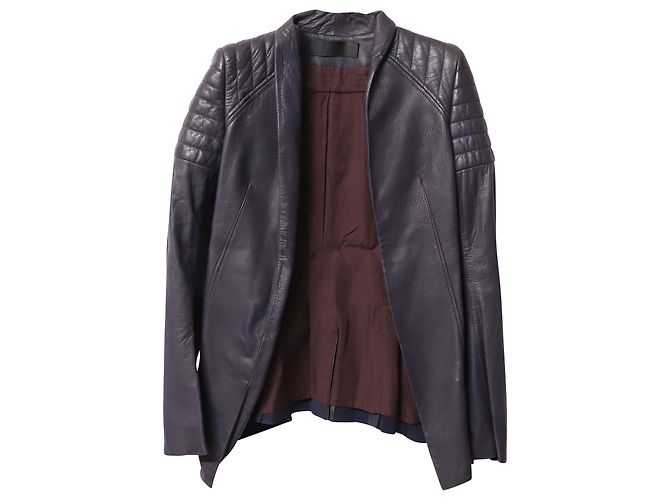Chaqueta biker acolchada de cuero violeta Haider Ackermann - vista 4
