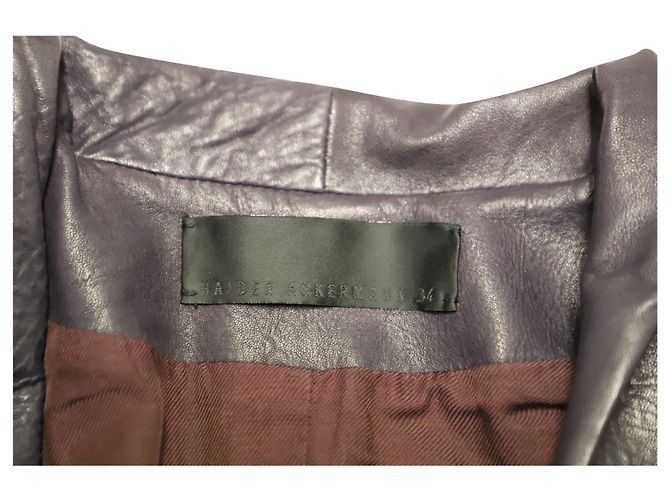 Chaqueta biker acolchada de cuero violeta Haider Ackermann - vista 7
